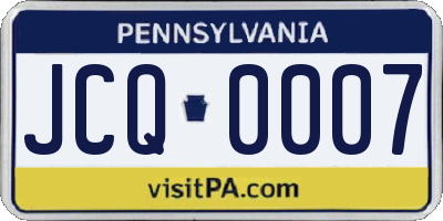 PA license plate JCQ0007
