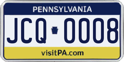 PA license plate JCQ0008