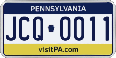 PA license plate JCQ0011