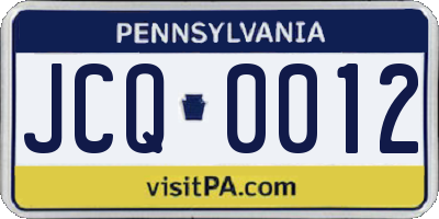 PA license plate JCQ0012