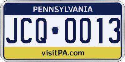 PA license plate JCQ0013