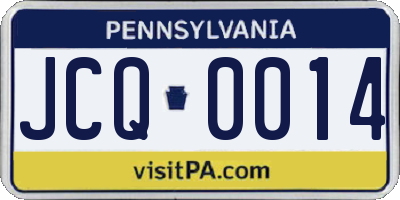 PA license plate JCQ0014