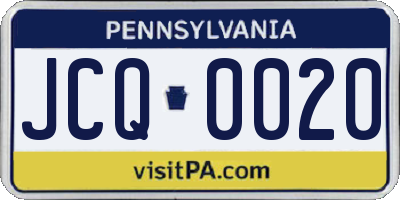 PA license plate JCQ0020