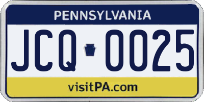 PA license plate JCQ0025