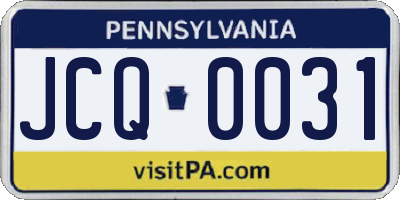 PA license plate JCQ0031