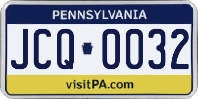 PA license plate JCQ0032