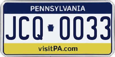 PA license plate JCQ0033