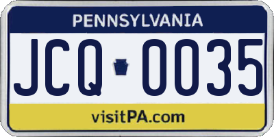 PA license plate JCQ0035