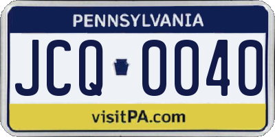 PA license plate JCQ0040