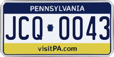 PA license plate JCQ0043