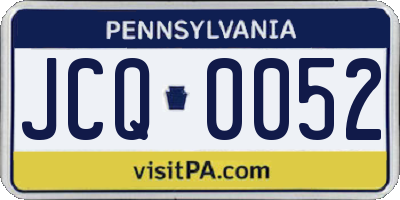 PA license plate JCQ0052