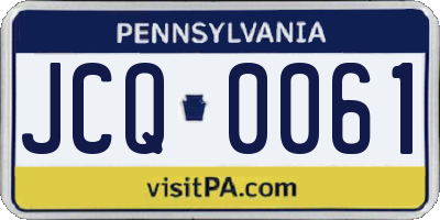 PA license plate JCQ0061