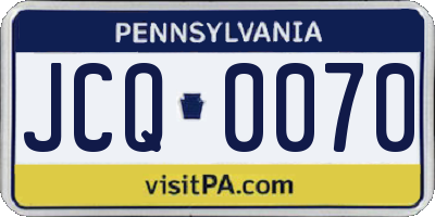 PA license plate JCQ0070