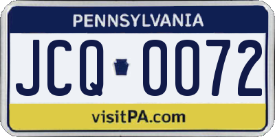 PA license plate JCQ0072