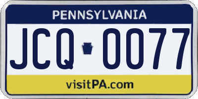 PA license plate JCQ0077