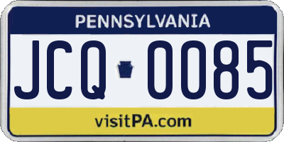 PA license plate JCQ0085