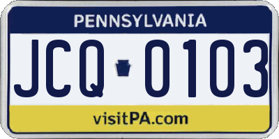 PA license plate JCQ0103
