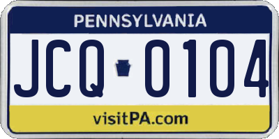 PA license plate JCQ0104