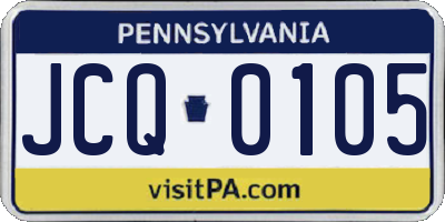 PA license plate JCQ0105