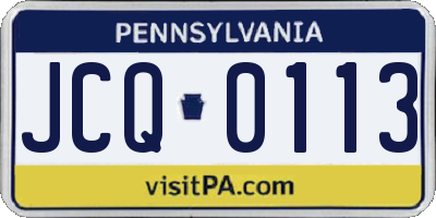 PA license plate JCQ0113