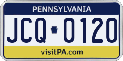 PA license plate JCQ0120