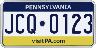 PA license plate JCQ0123