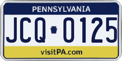PA license plate JCQ0125