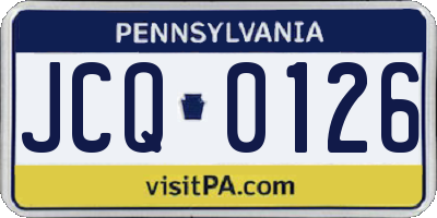 PA license plate JCQ0126