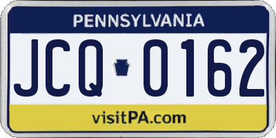 PA license plate JCQ0162