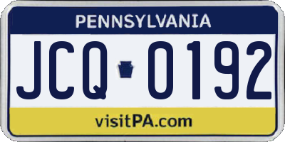 PA license plate JCQ0192