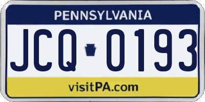 PA license plate JCQ0193