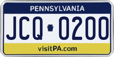 PA license plate JCQ0200