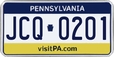 PA license plate JCQ0201