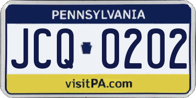 PA license plate JCQ0202