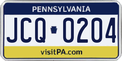 PA license plate JCQ0204