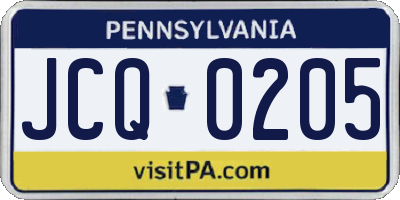 PA license plate JCQ0205