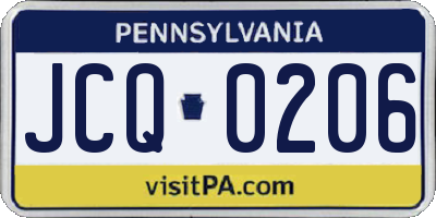 PA license plate JCQ0206