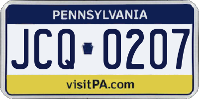 PA license plate JCQ0207