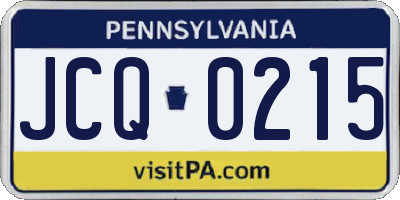 PA license plate JCQ0215