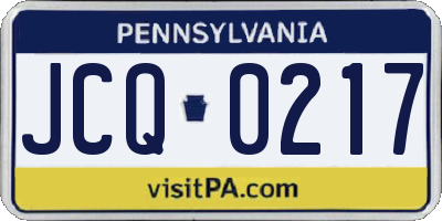 PA license plate JCQ0217