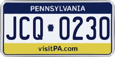 PA license plate JCQ0230