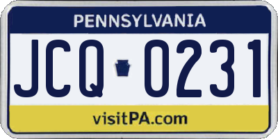 PA license plate JCQ0231