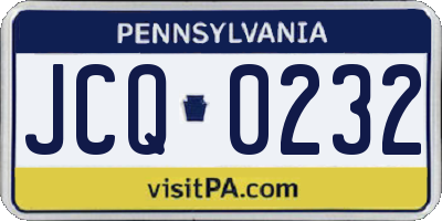 PA license plate JCQ0232