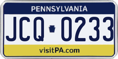 PA license plate JCQ0233