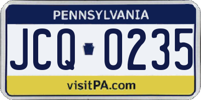 PA license plate JCQ0235