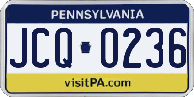 PA license plate JCQ0236