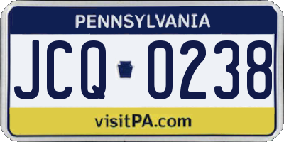 PA license plate JCQ0238