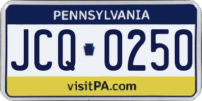 PA license plate JCQ0250