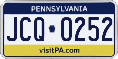 PA license plate JCQ0252