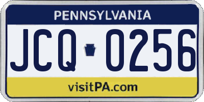 PA license plate JCQ0256